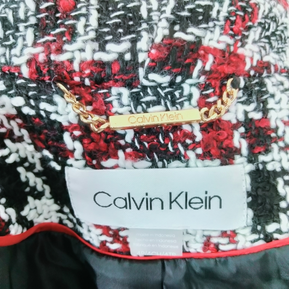 Calvin Klein Tweed Suit Jacket Open Front - Picture 6 of 8